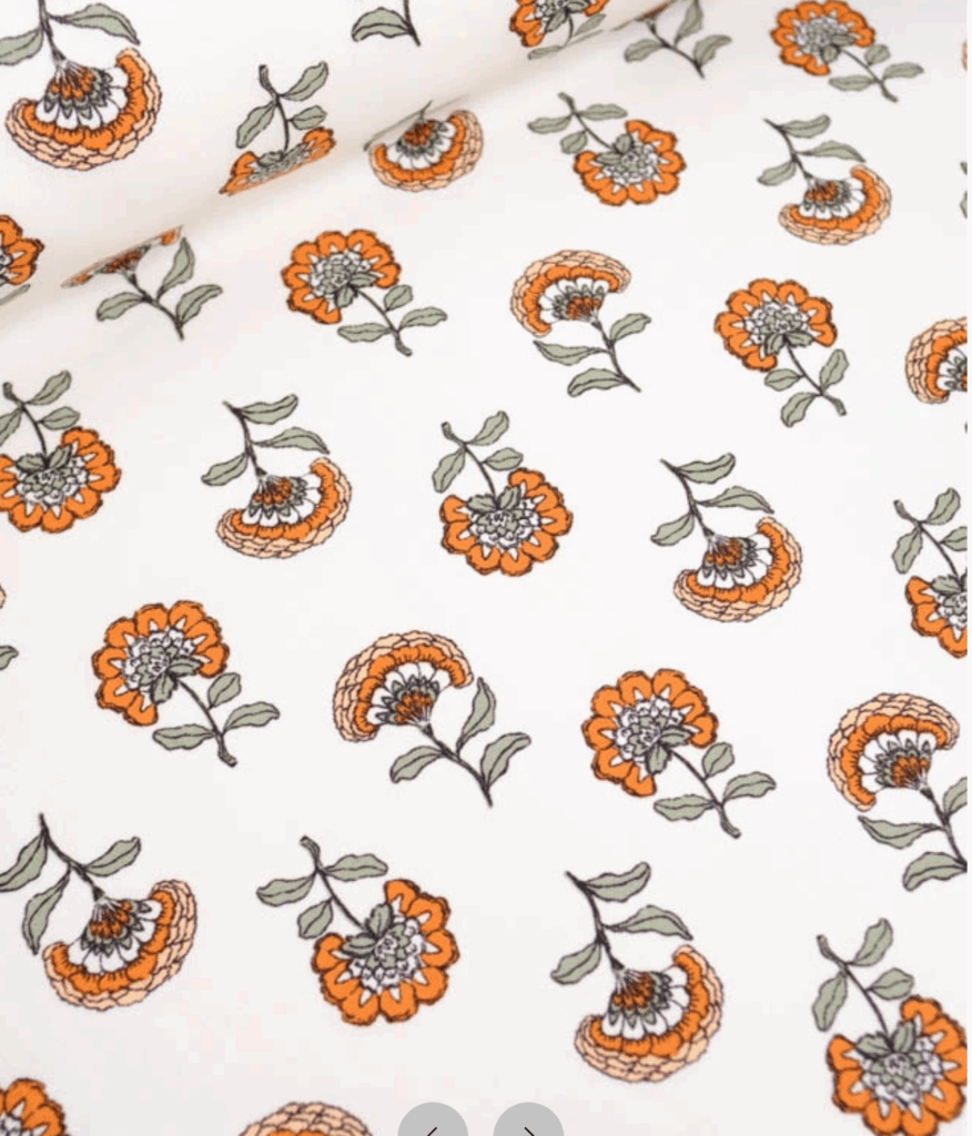 Toile fleurs oranges