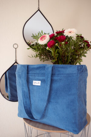 Sac cabas en velours bleu