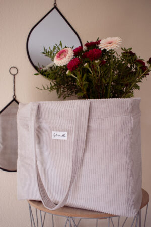 Sac cabas en velours beige