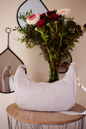Sac baguette en velours beige