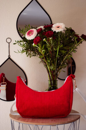 Sac baguette en velours rouge