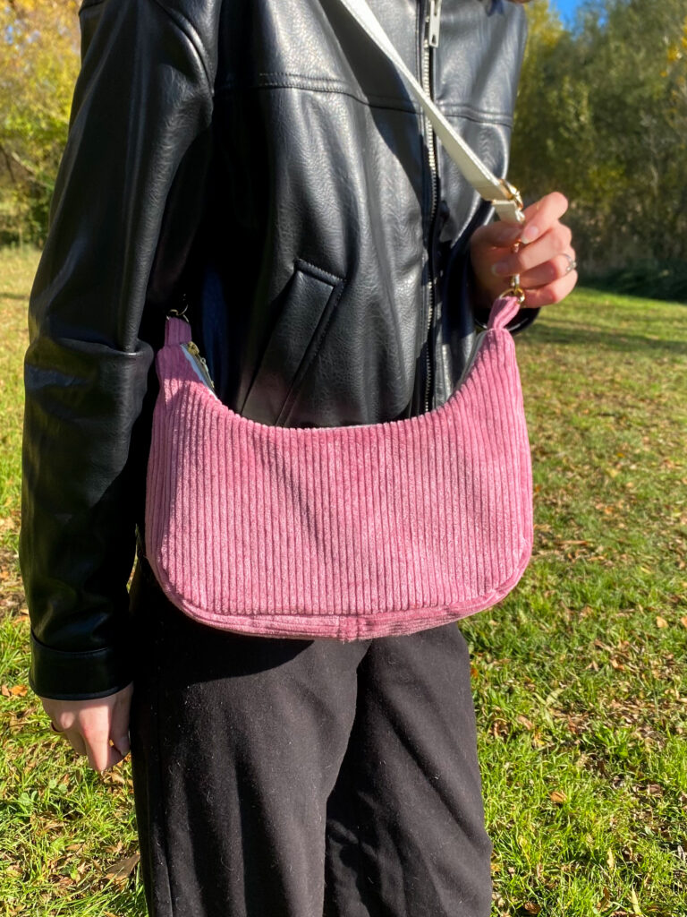 Sac Ruby en velours côtelé vieux rose